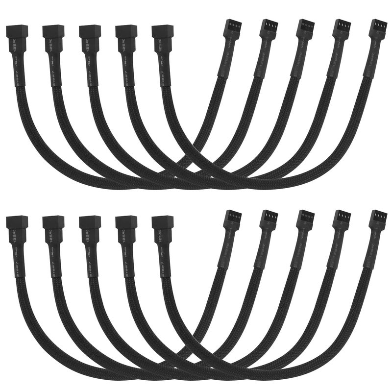 LANMINGLEL 10-Pack PWM 4 Pin Fan Extension Cable，12 inch PC Fan Power Extension Cable, Male to Female 4-Pin PWM Splitter Cord for Computer ATX Case - Image 1